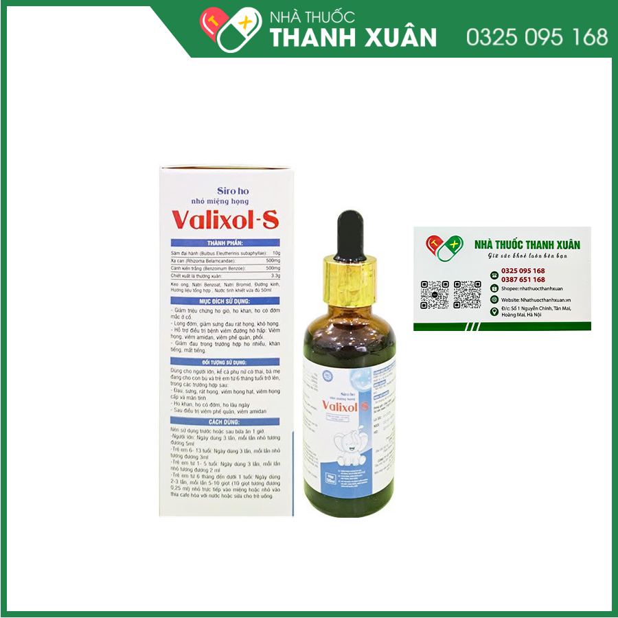 Valixol-S giúp hỗ trợ giảm ho ở trẻ em và người lớn